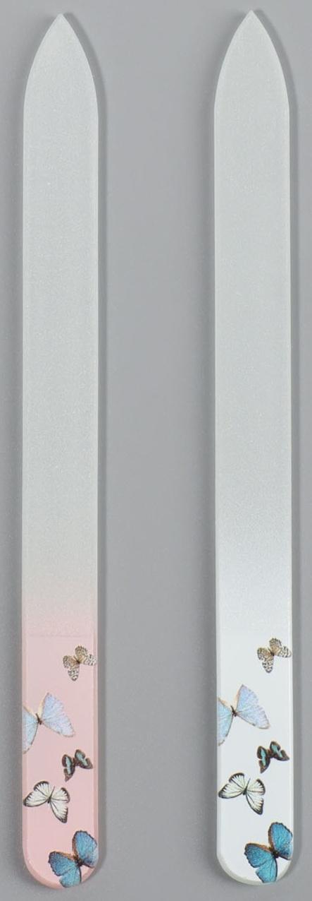 Пилка стеклянная для ногтей «Бабочки», 14 см, в чехле, цвет МИКС