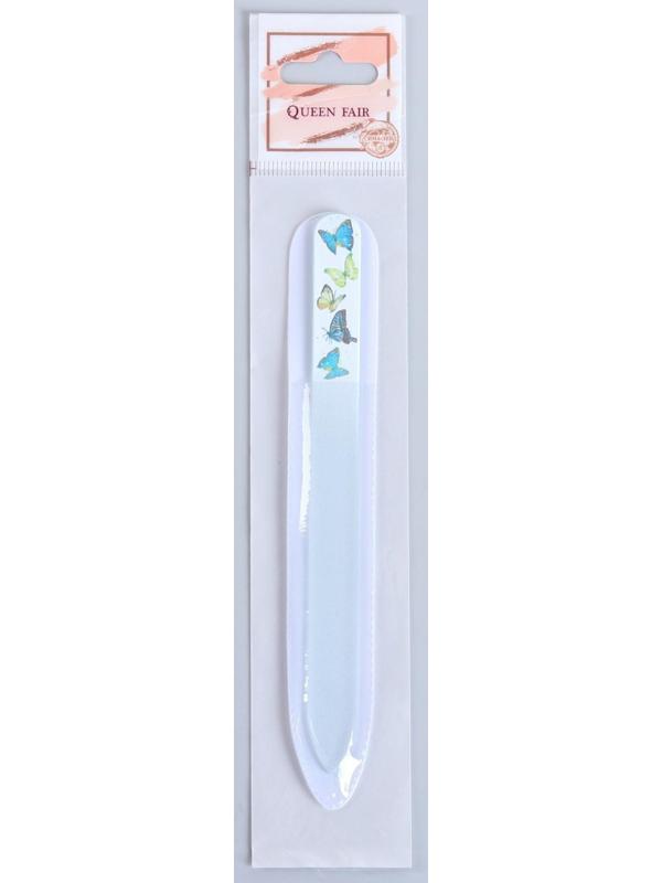 Пилка стеклянная для ногтей «Бабочки», 14 см, в чехле, цвет МИКС