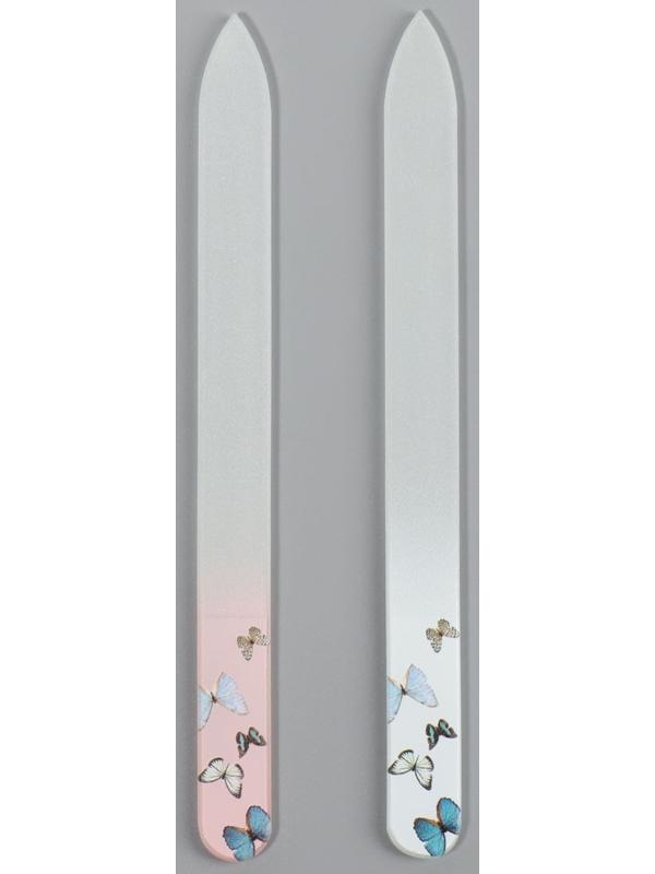 Пилка стеклянная для ногтей «Бабочки», 14 см, в чехле, цвет МИКС