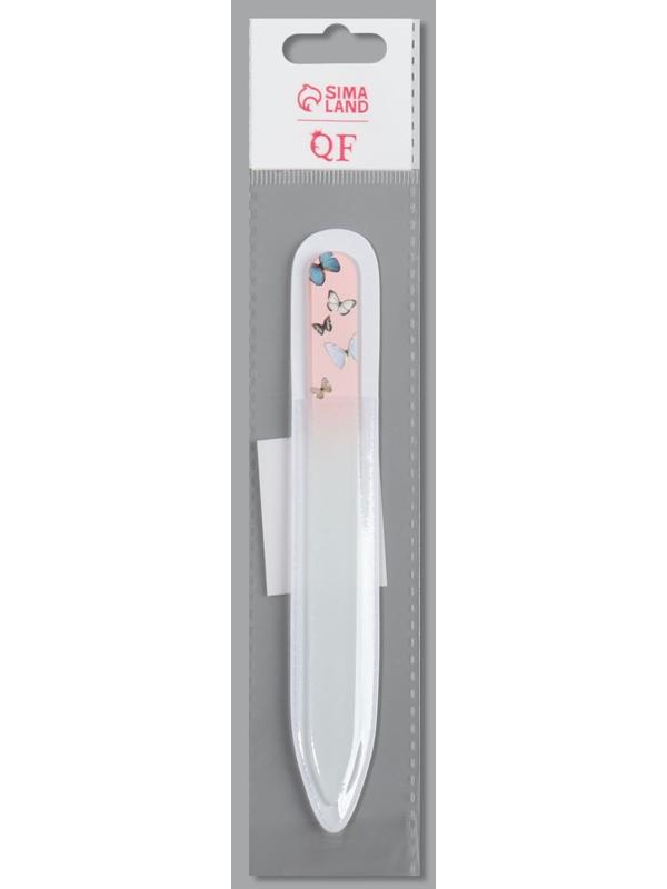 Пилка стеклянная для ногтей «Бабочки», 14 см, в чехле, цвет МИКС