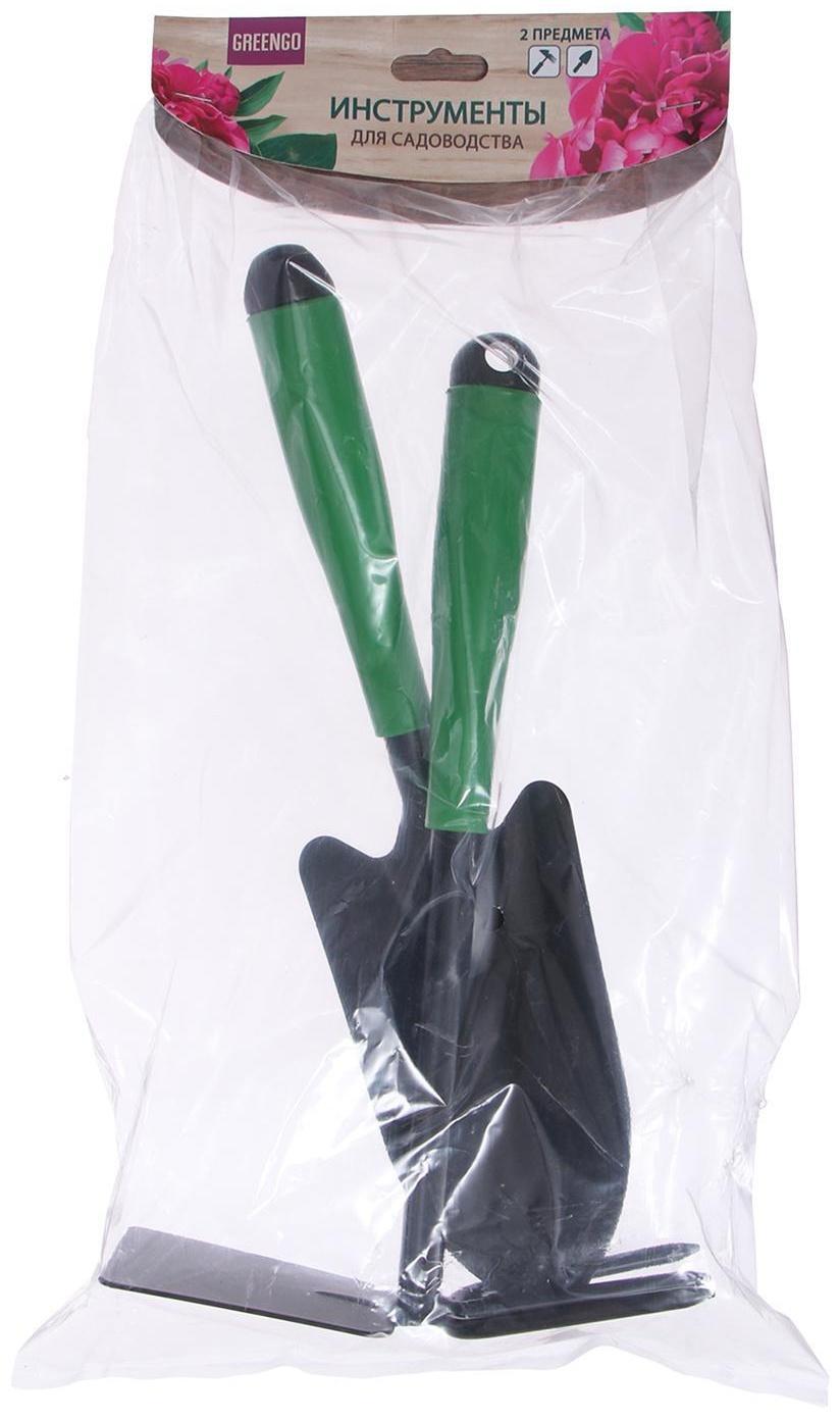 Набор садового инструмента, 2 предмета: мотыжка, совок, длина 35 см, пластиковые ручки