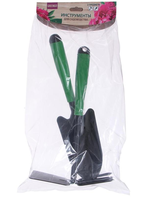 Набор садового инструмента, 2 предмета: мотыжка, совок, длина 35 см, пластиковые ручки
