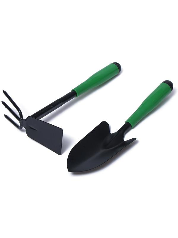 Набор садового инструмента, 2 предмета: мотыжка, совок, длина 35 см, пластиковые ручки