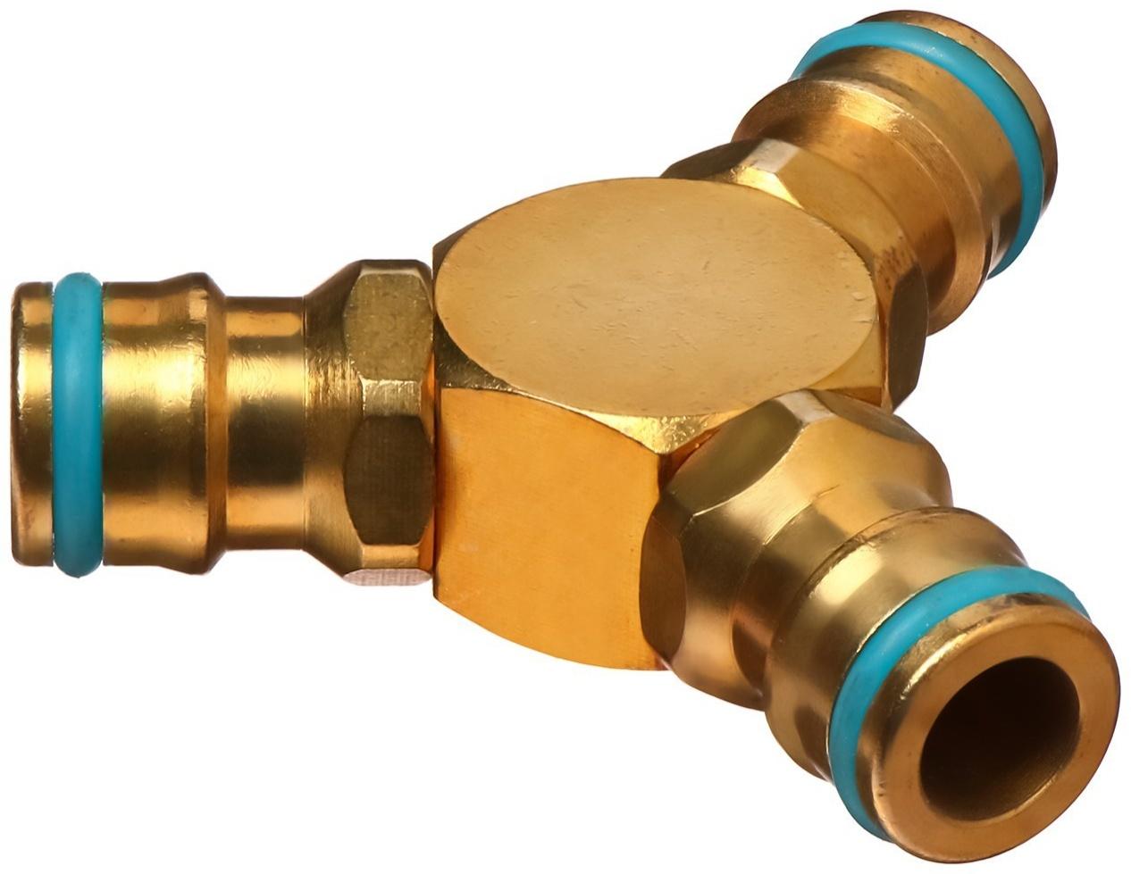 Тройник, быстросъёмное соединение, латунь