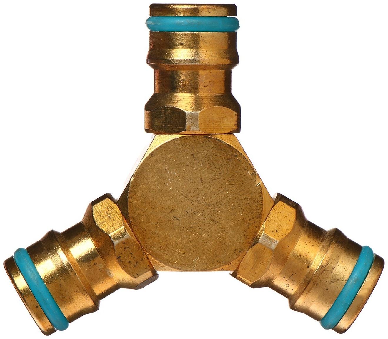 Тройник, быстросъёмное соединение, латунь