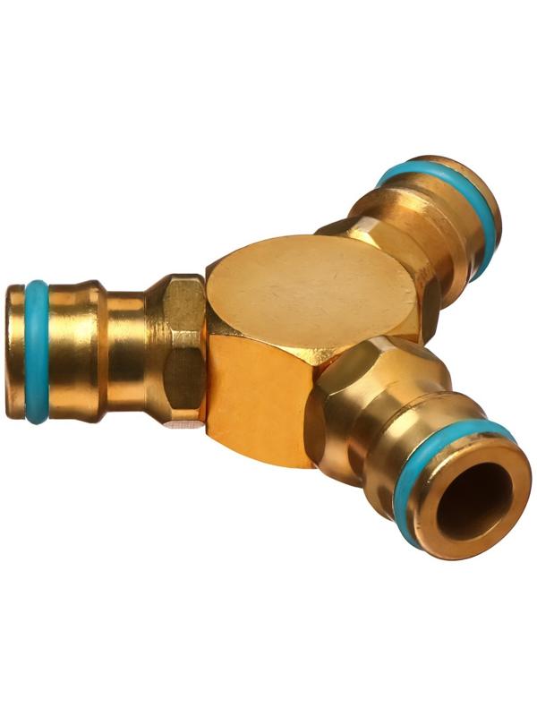 Тройник, быстросъёмное соединение, латунь