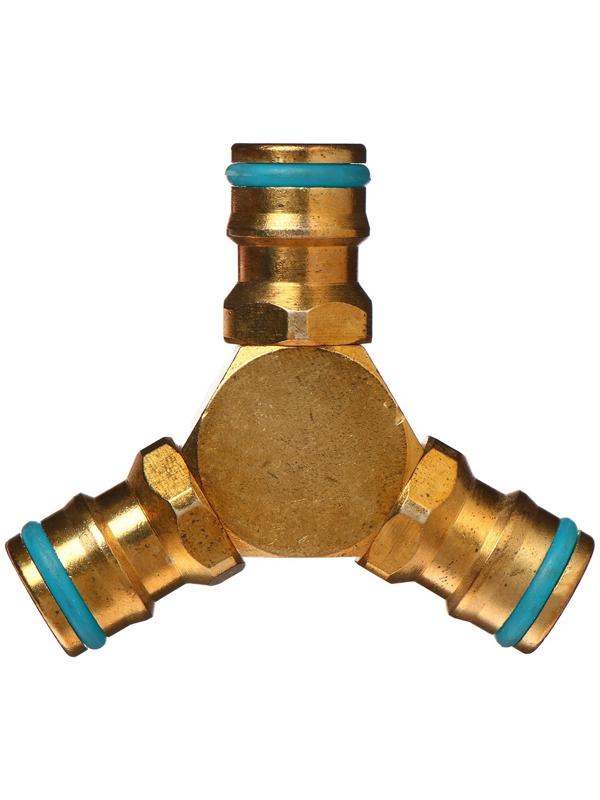 Тройник, быстросъёмное соединение, латунь