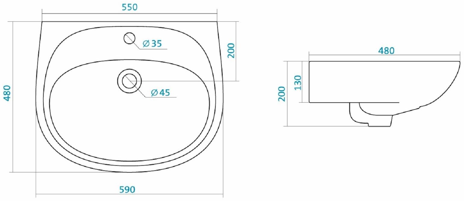 Подвесная раковина Santek Анимо, ширина 60 см