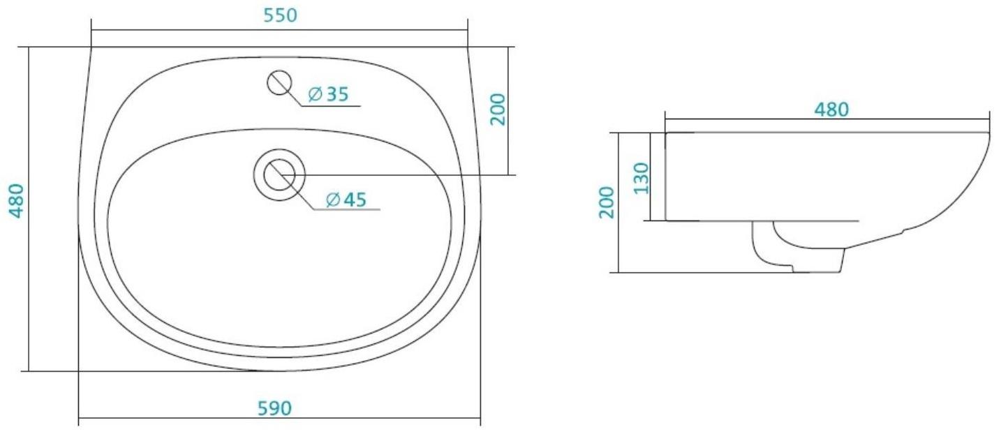 Подвесная раковина Santek Анимо, ширина 60 см