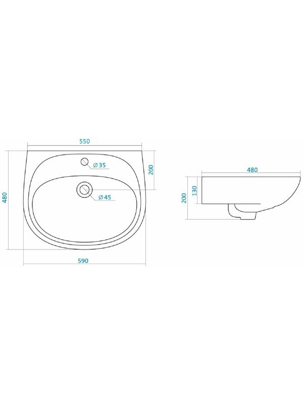 Подвесная раковина Santek Анимо, ширина 60 см
