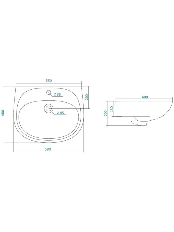 Подвесная раковина Santek Анимо, ширина 60 см