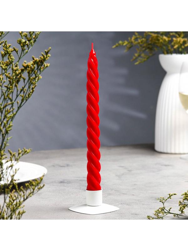 Набор свечей витых,  2,3х 24,5 см, 12 штук, красный