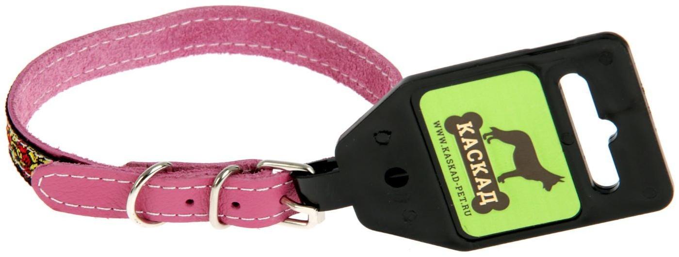 Ошейник кожаный украшенный, 24-28 х 1,2 см, микс