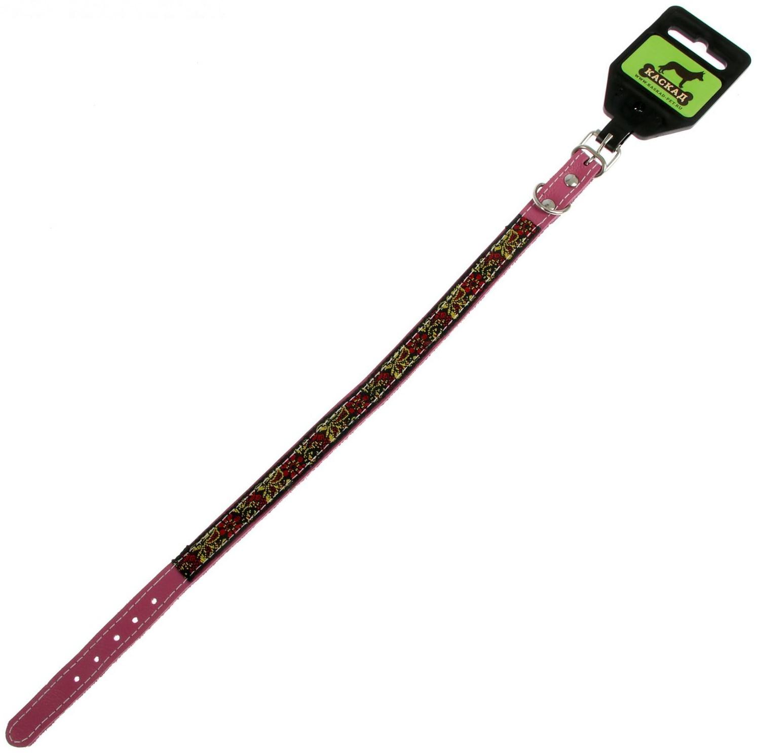 Ошейник кожаный украшенный, 24-28 х 1,2 см, микс