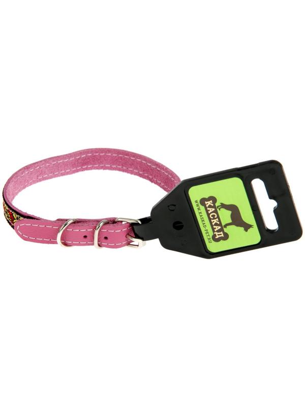 Ошейник кожаный украшенный, 24-28 х 1,2 см, микс