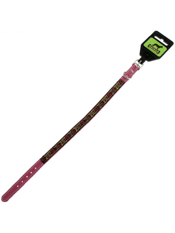 Ошейник кожаный украшенный, 24-28 х 1,2 см, микс