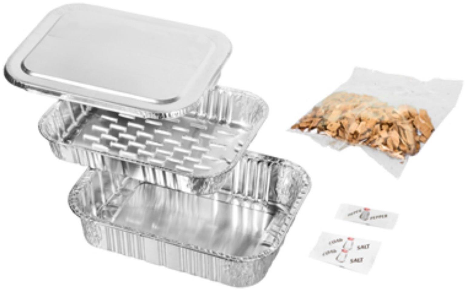 Коптильня одноразовая, ольховая щепа, соль, чёрный перец, размер 20 х 15 см