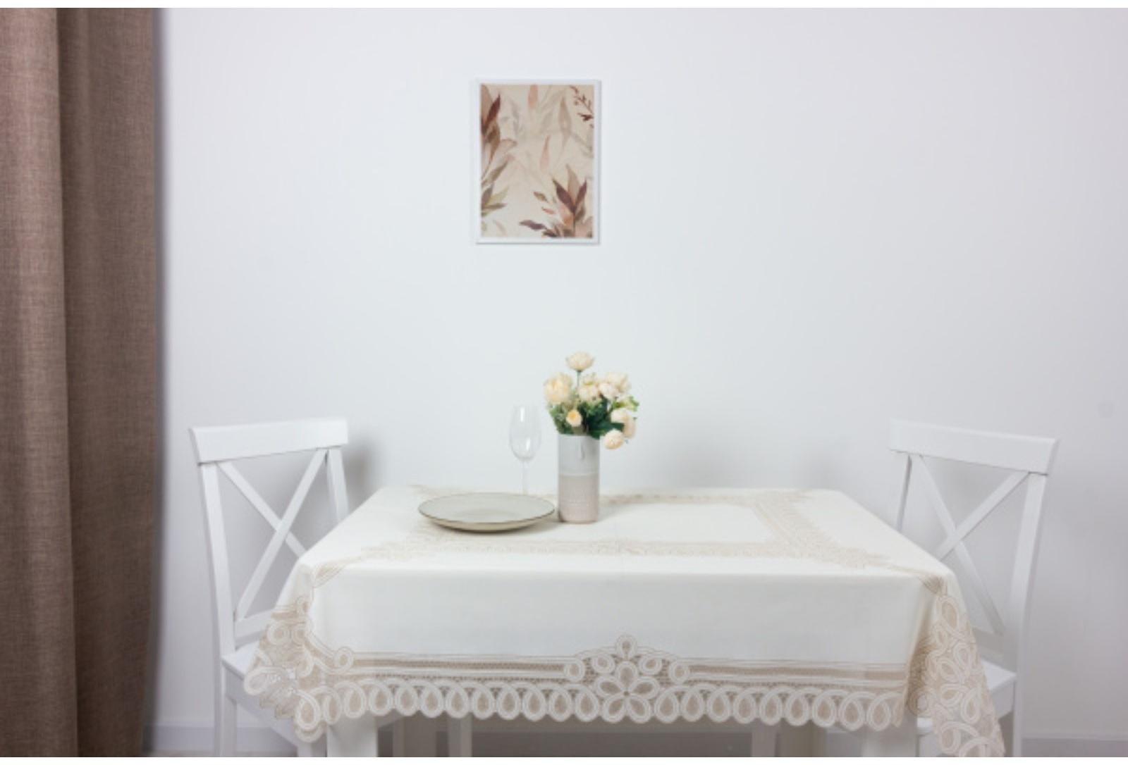 Скатерть столовая «Ажурная» Pretty, 120 х 150 см, 10 шт в рулоне, цвет бежевый