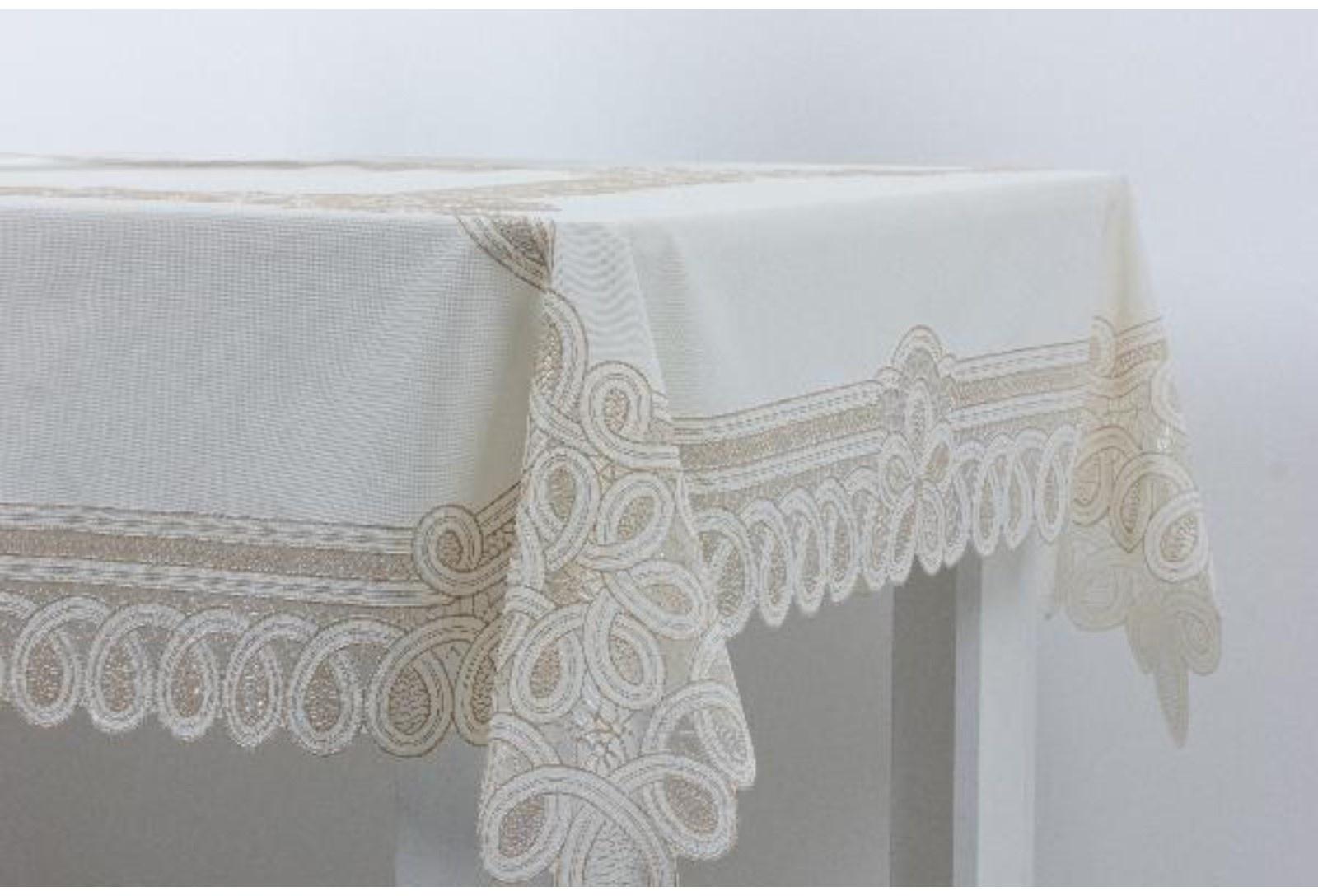 Скатерть столовая «Ажурная» Pretty, 120 х 150 см, 10 шт в рулоне, цвет бежевый