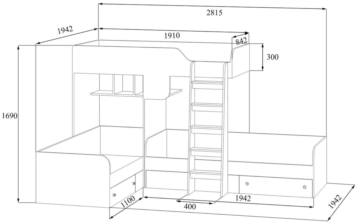 Детский комплекс «Трио», цвет дуб молочный / салатовый