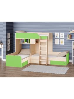 Детский комплекс «Трио», цвет дуб молочный / салатовый