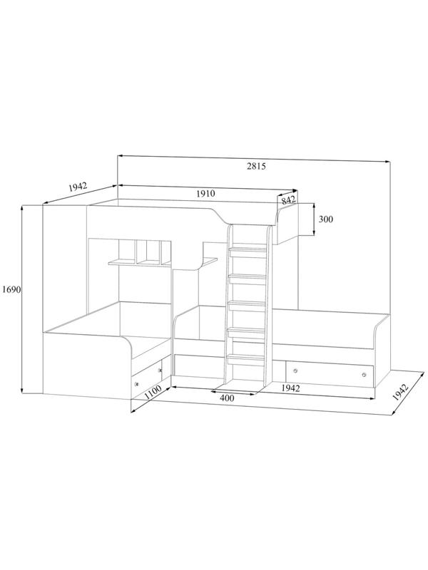Детский комплекс «Трио», цвет дуб молочный / салатовый