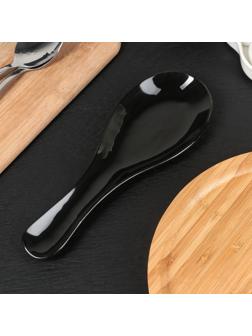 Подставка стеклянная под ложку Доляна «Блэк», 23,5×8,3 см, цвет чёрный