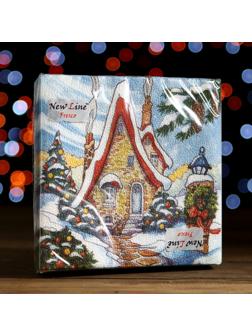 Новогодние салфетки бумажные New Line FRESCO Зимний домик 2 слоя 20 листов 33*33