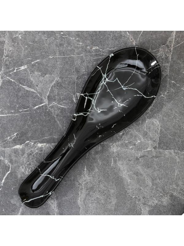 Подставка стеклянная под ложку Доляна «Марбл чёрный», 23,5×8,3 см, цвет чёрный