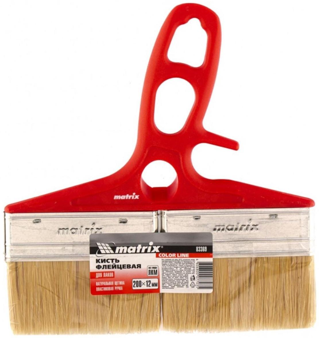 Кисть флейцевая Matrix Color line 83369, для лаков, 200х12, натуральная щетина, пластиковая ручка