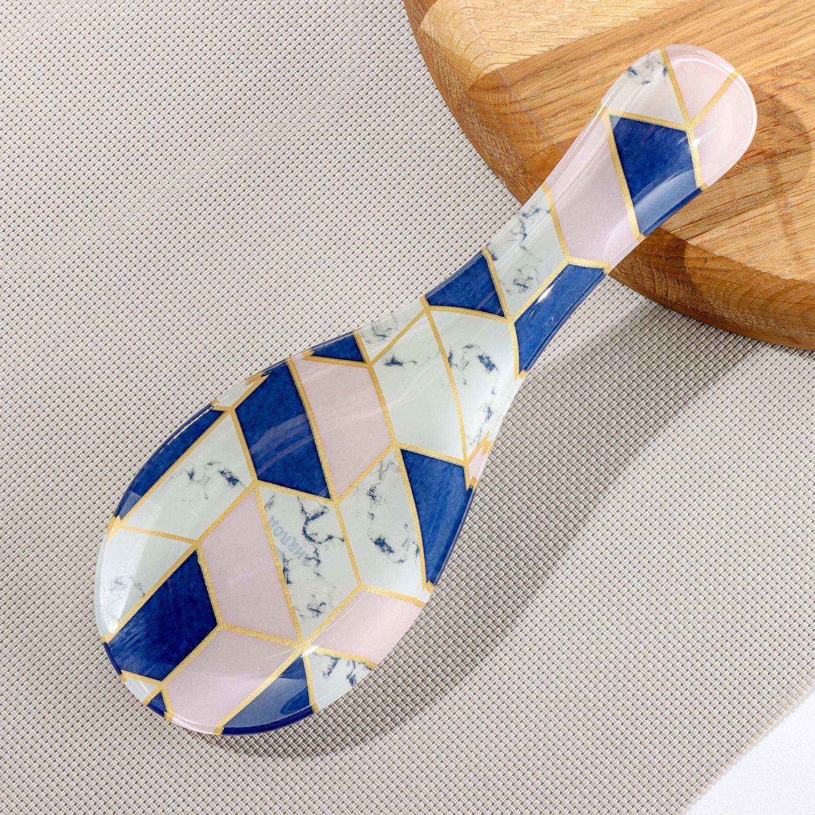 Подставка стеклянная под ложку Доляна «Розовый мрамор», 23,5×8,3 см