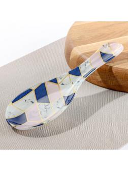 Подставка стеклянная под ложку Доляна «Розовый мрамор», 23,5×8,3 см