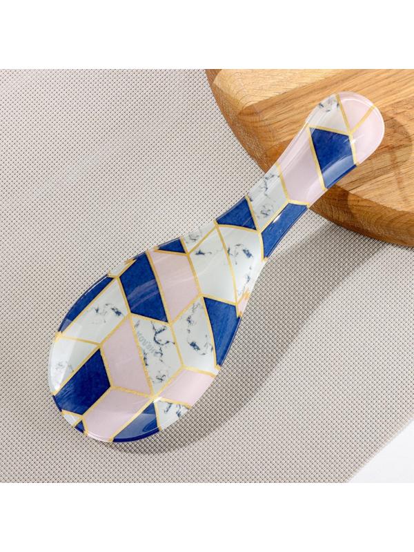 Подставка стеклянная под ложку Доляна «Розовый мрамор», 23,5×8,3 см