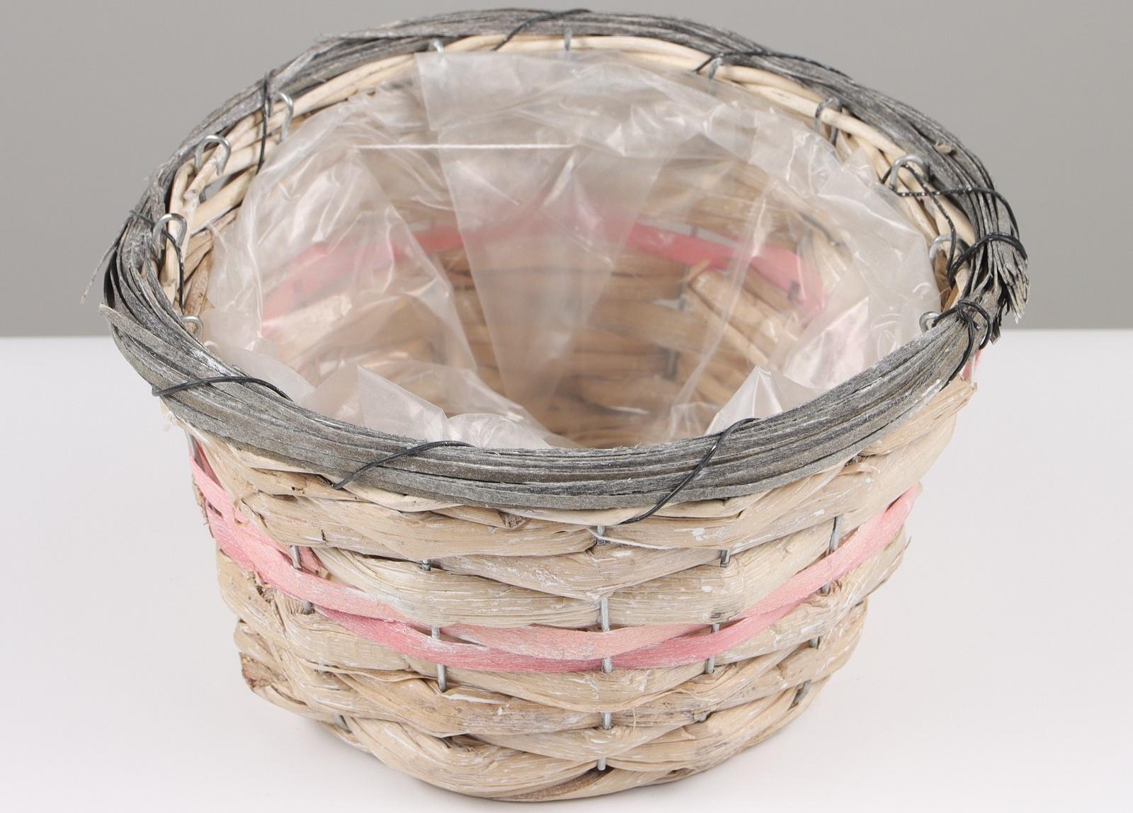 Кашпо плетёные, 21x21х12 см, светло-розовый