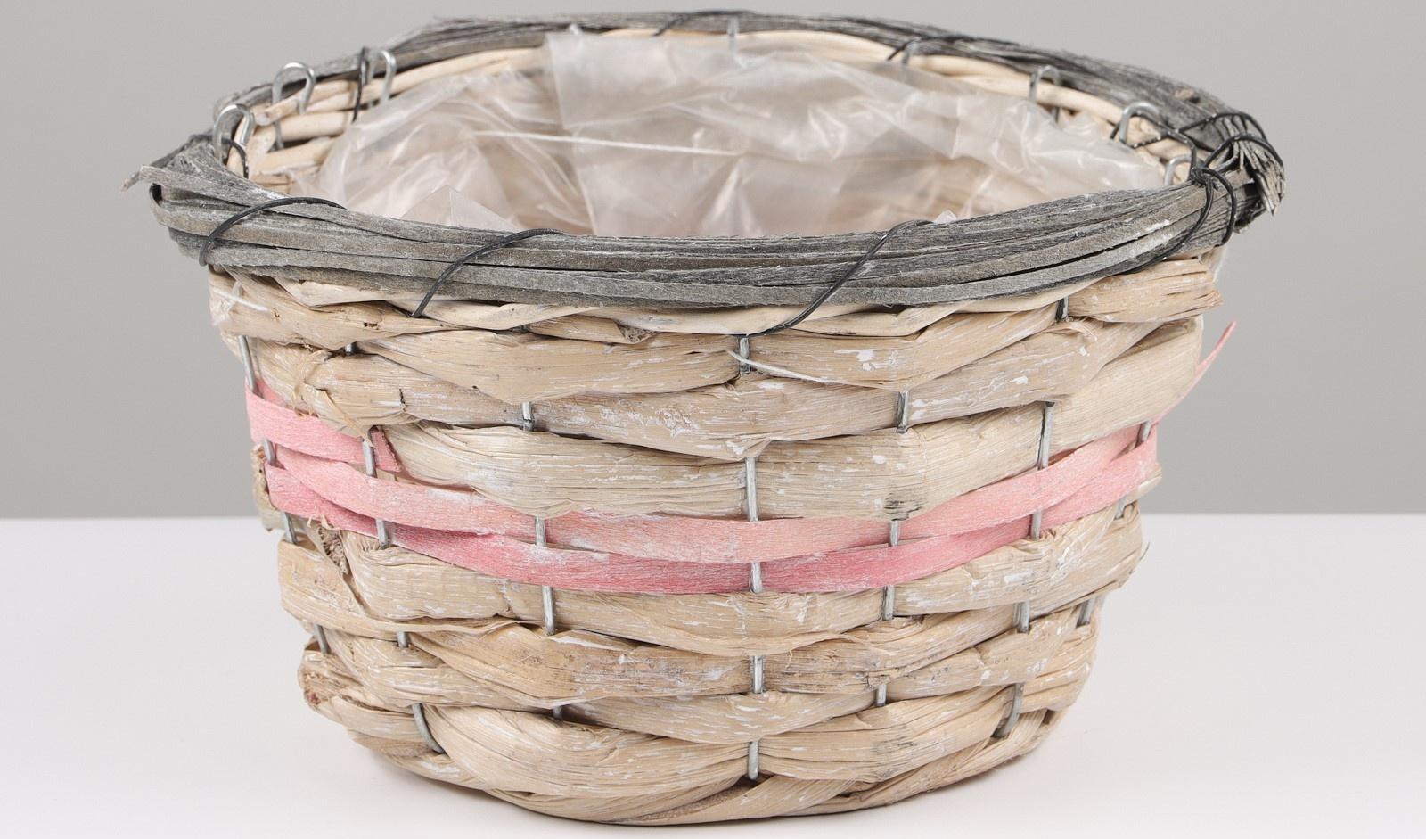 Кашпо плетёные, 21x21х12 см, светло-розовый