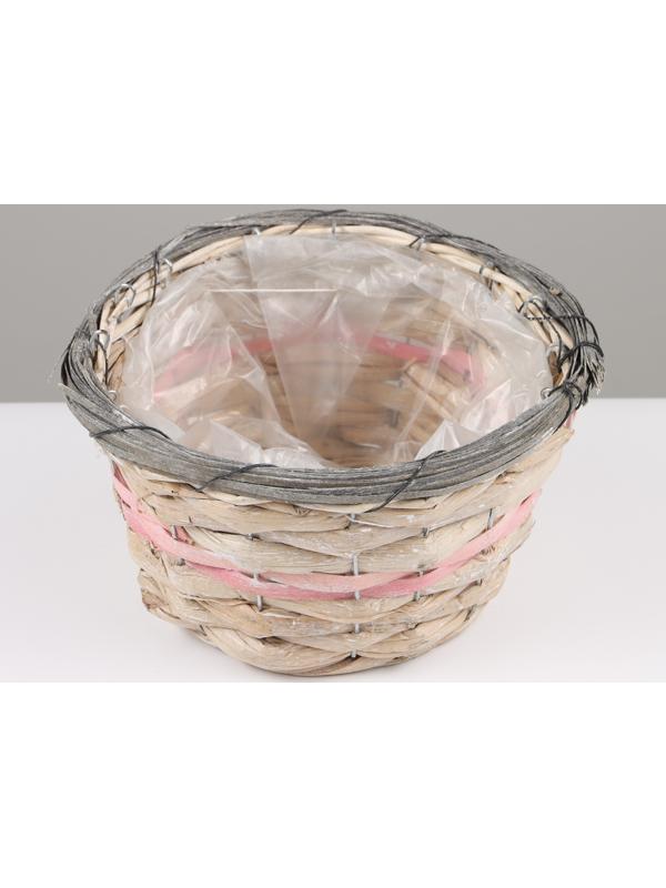 Кашпо плетёные, 21x21х12 см, светло-розовый