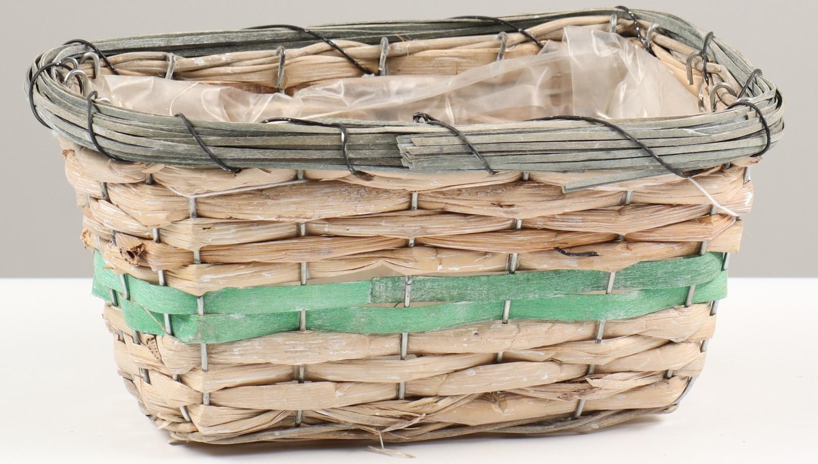 Кашпо плетёные прямоугольное, 23x15х12см, светло-зелёный