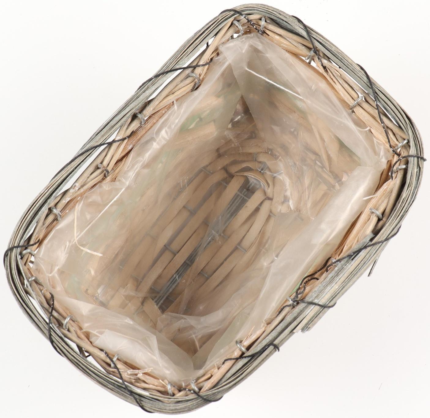 Кашпо плетёные прямоугольное, 23x15х12см, светло-зелёный