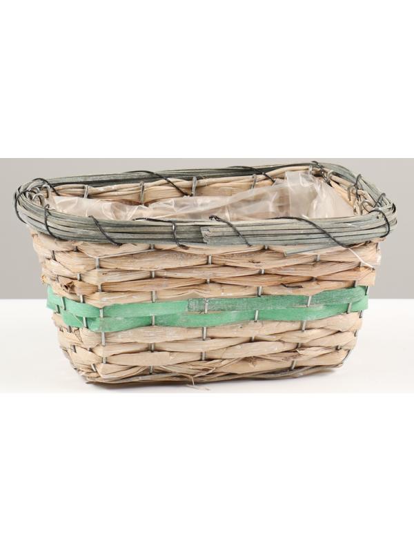 Кашпо плетёные прямоугольное, 23x15х12см, светло-зелёный