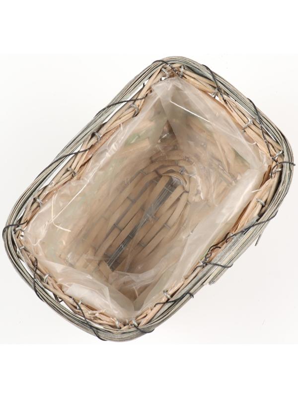 Кашпо плетёные прямоугольное, 23x15х12см, светло-зелёный