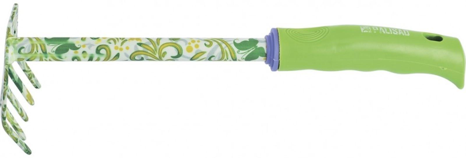 Грабли прямые, 5 зубьев, длина 31 см, стальные, пластиковая ручка, FLOWER GREEN