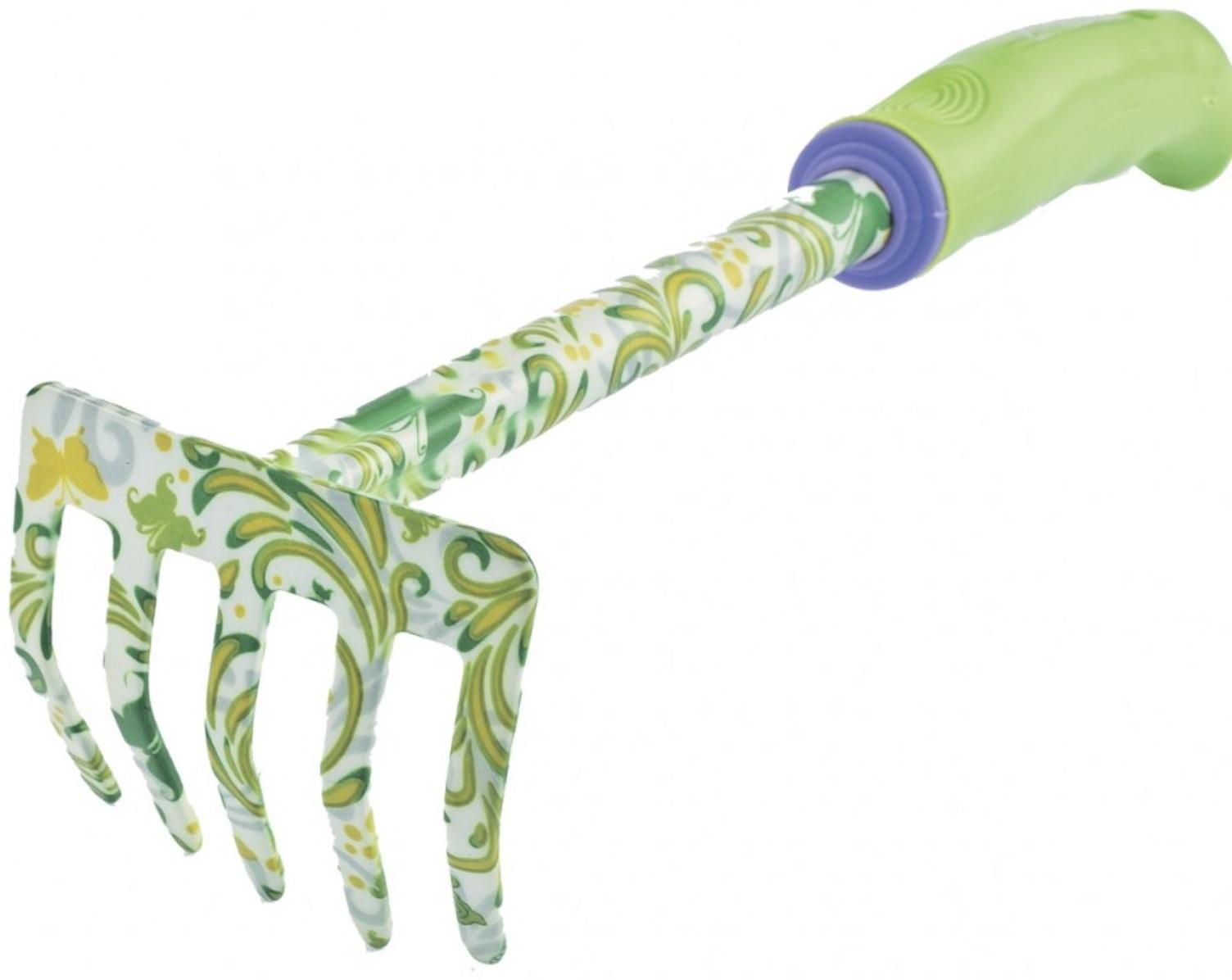 Грабли прямые, 5 зубьев, длина 31 см, стальные, пластиковая ручка, FLOWER GREEN