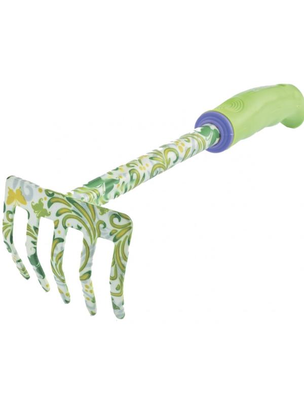 Грабли прямые, 5 зубьев, длина 31 см, стальные, пластиковая ручка, FLOWER GREEN