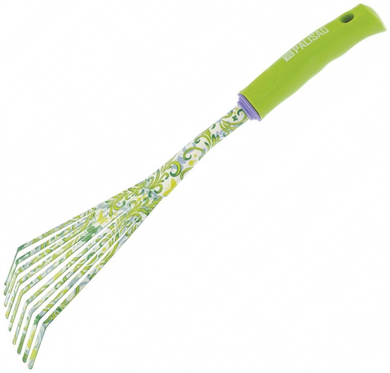 Грабли веерные, пластинчатые, 9 зубьев, стальные, пластиковая ручка, FLOWER GREEN