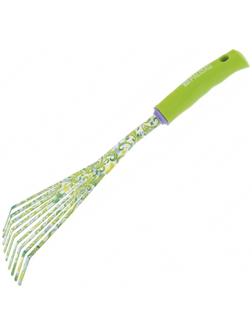 Грабли веерные, пластинчатые, 9 зубьев, стальные, пластиковая ручка, FLOWER GREEN