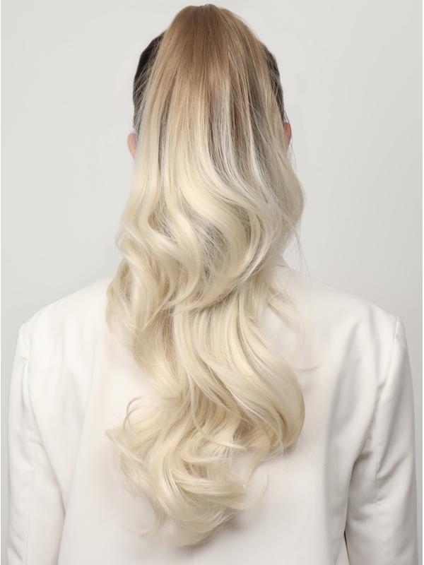 Хвост накладной, волнистый волос, на крабе, 40 см, 150 гр, цвет блонд/светло-русый(#SHT24/SHT60А)