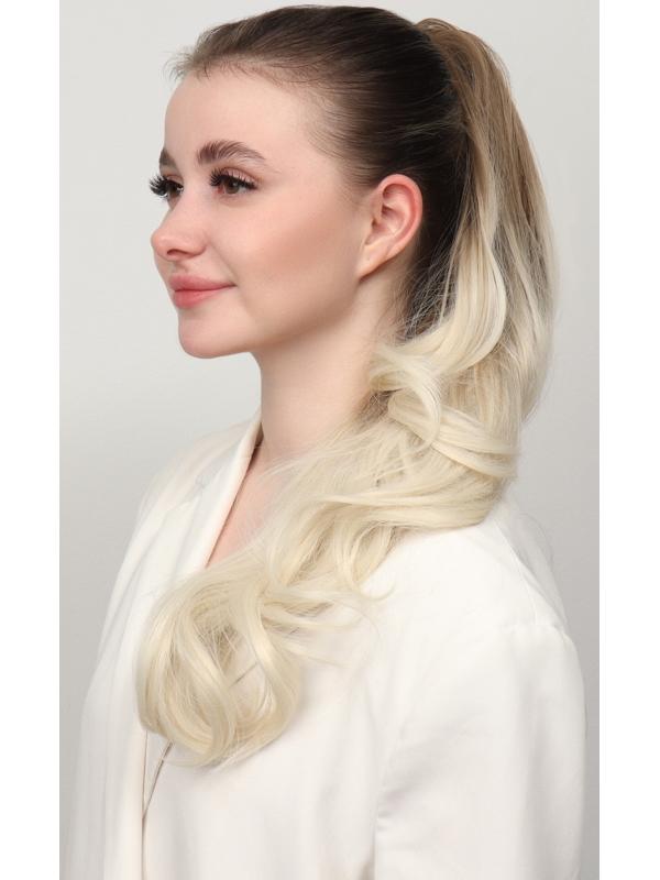 Хвост накладной, волнистый волос, на крабе, 40 см, 150 гр, цвет блонд/светло-русый(#SHT24/SHT60А)