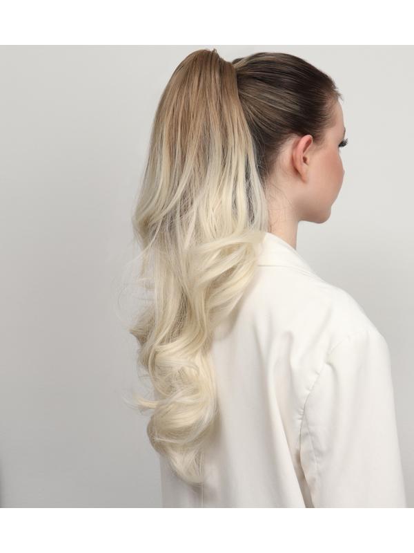 Хвост накладной, волнистый волос, на крабе, 40 см, 150 гр, цвет блонд/светло-русый(#SHT24/SHT60А)