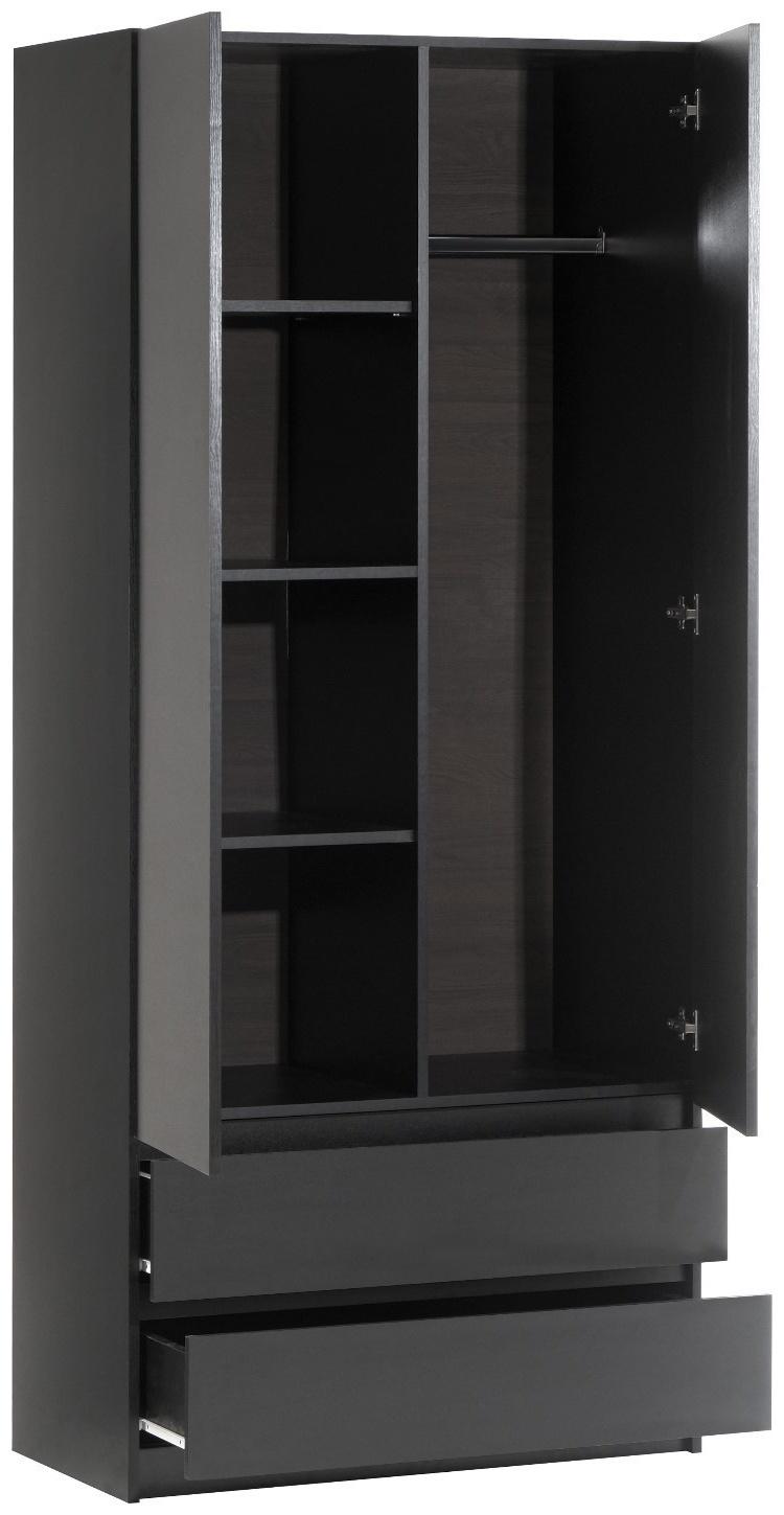 Шкаф 2х ств Мадера с 2-мя ящиками, 900х500х2100, Черный