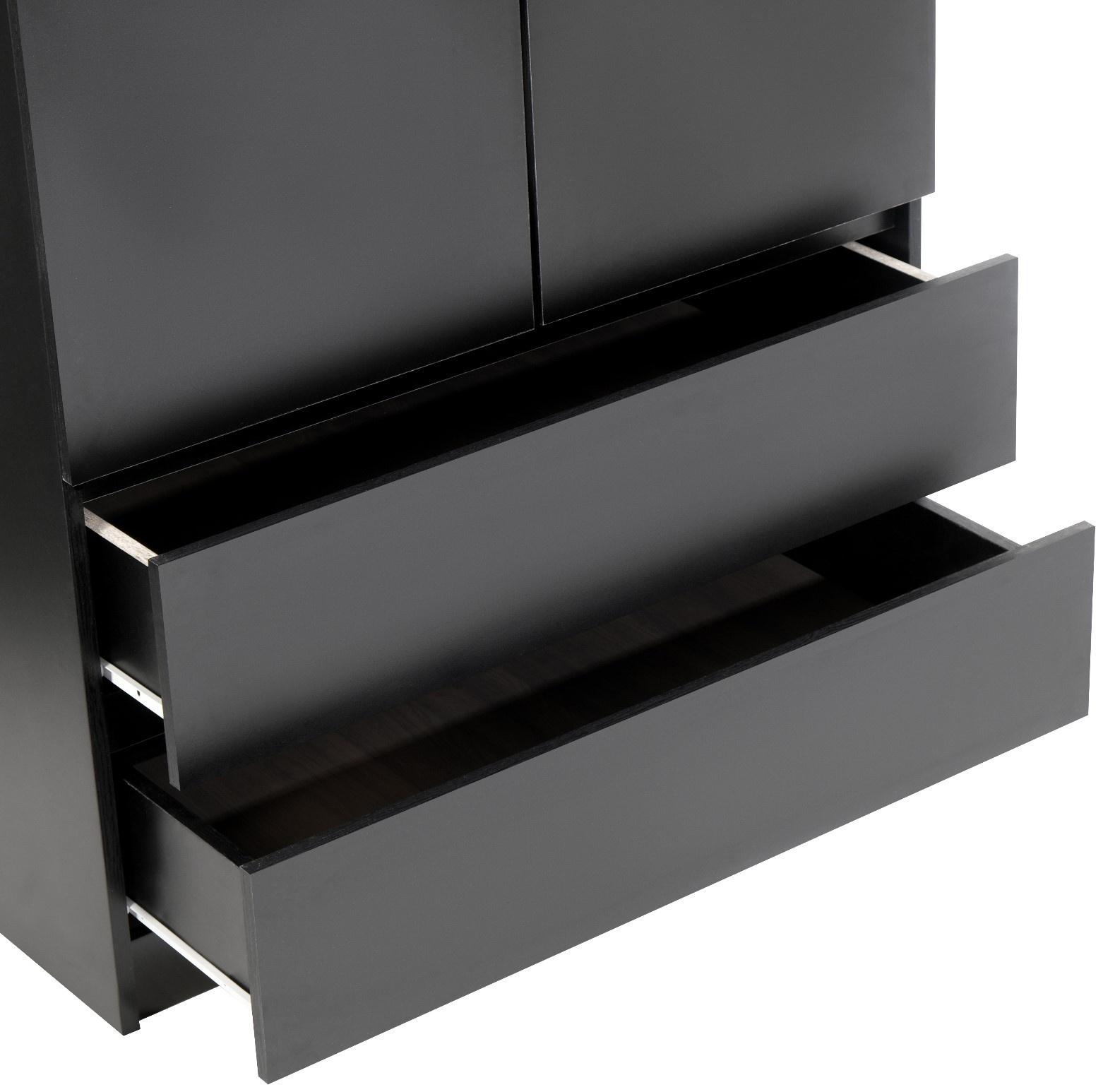 Шкаф 2х ств Мадера с 2-мя ящиками, 900х500х2100, Черный